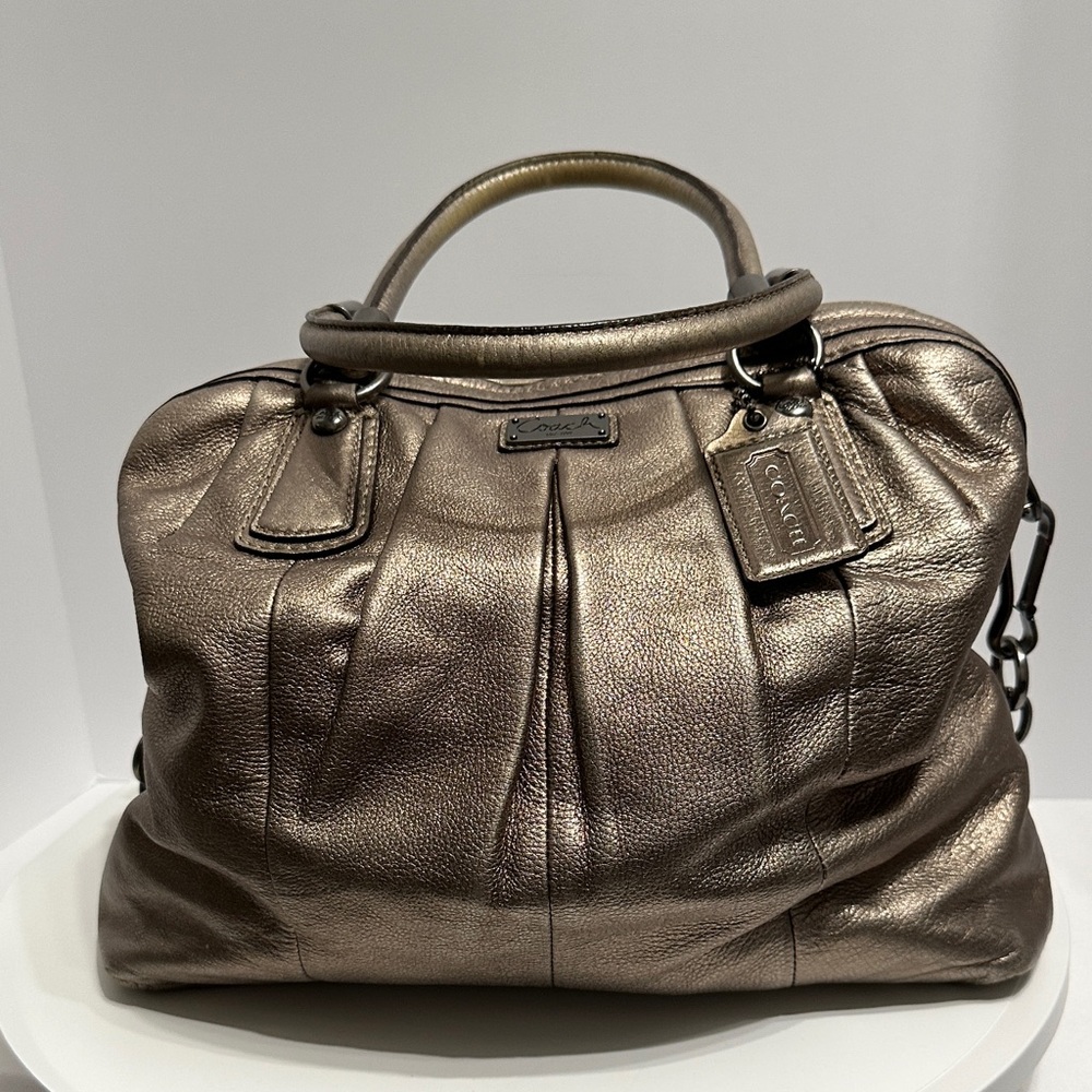 EUC Coach Kristin Metallic Leather Satchel Bag Beauty Inside & Out